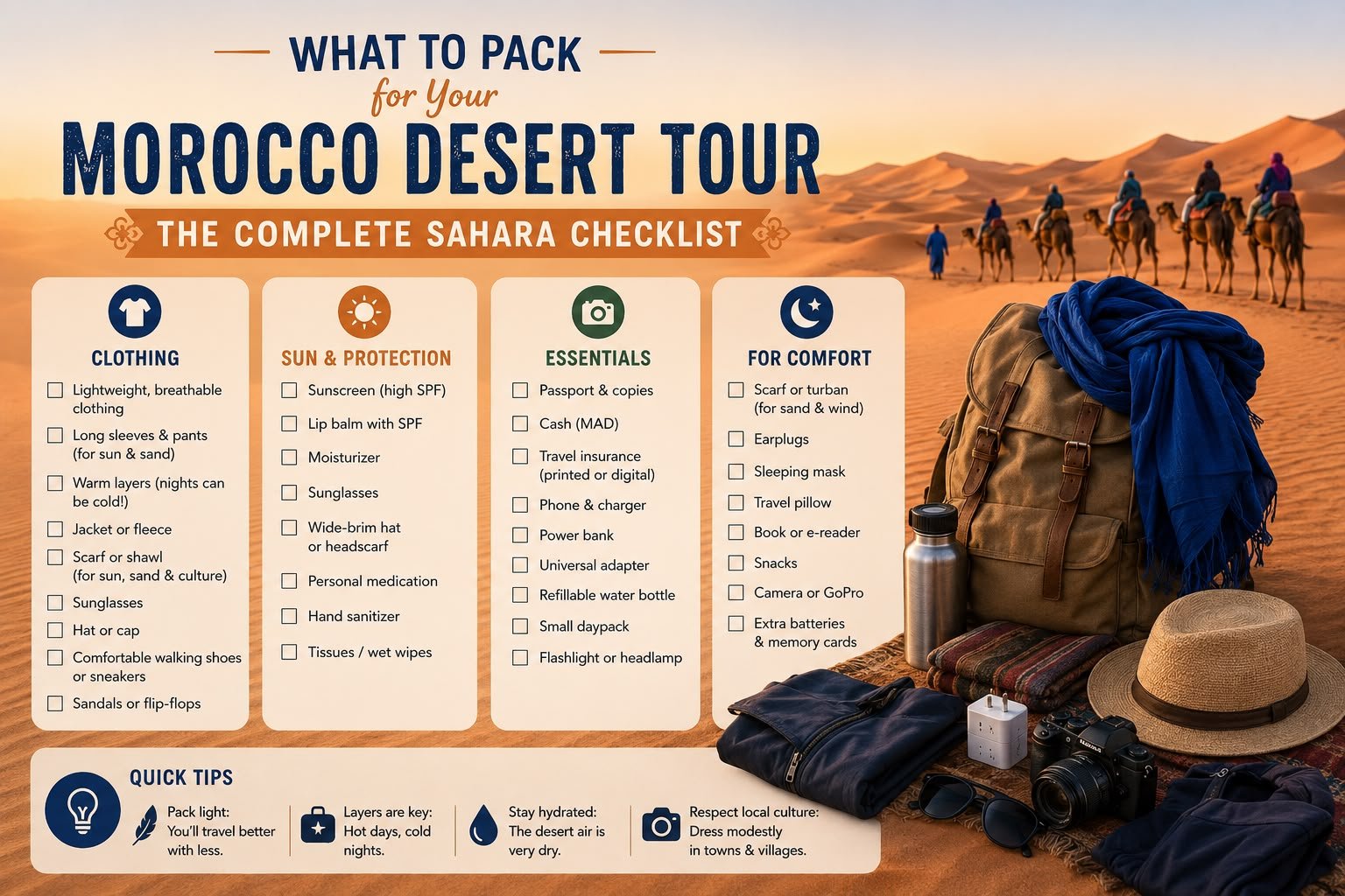 what to pack for Morocco desert tour